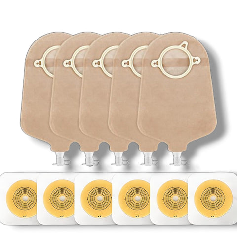 Terumed 2470 Two-Piece Urostomy Bag (70mm) with 3370 Flat Baseplate (70mm)