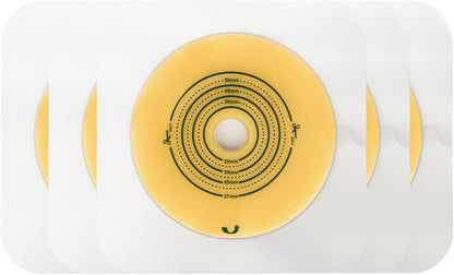 Yellow circular medical device on a white background