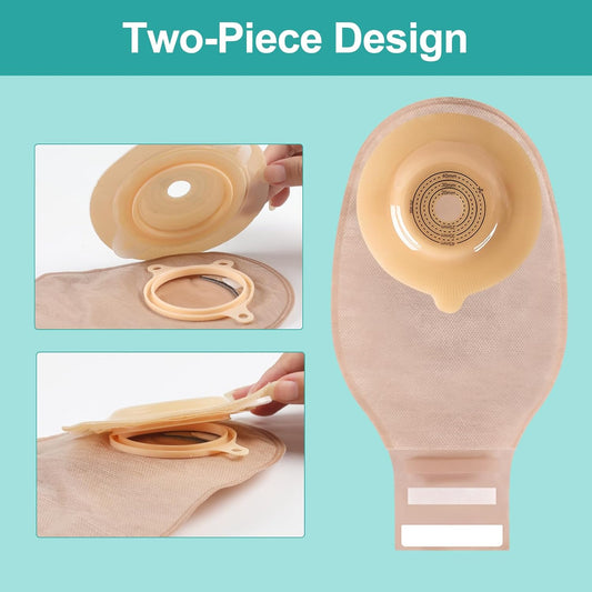 TERUMED 2350 Two-Piece Colostomy Bag 50mm with 3450 Convex Baseplate for Colostomy / Ileostomy 50mm