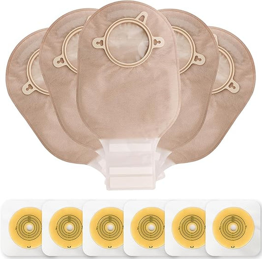 Set of five beige medical devices with clear centers on a white background