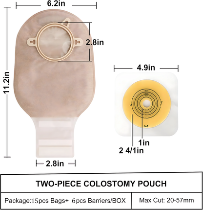 TERUMED 2370 Two-Piece Colostomy Bag (70MM) with 3370 Flat Baseplate for Colostomy | Ileostomy (70MM)
